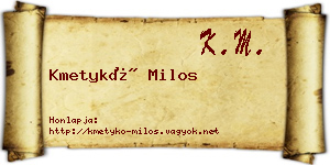 Kmetykó Milos névjegykártya